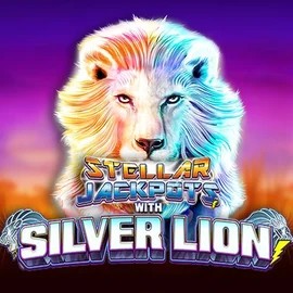 Jackpots logo of Stellar Jackpots with Silver Lion from Lightning Box Game at Spinfin Casino