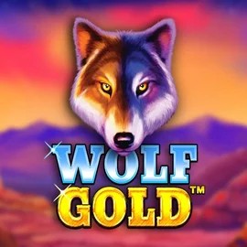 Wolf Gold online game logo by Pragmatic Play on spinfins.eu